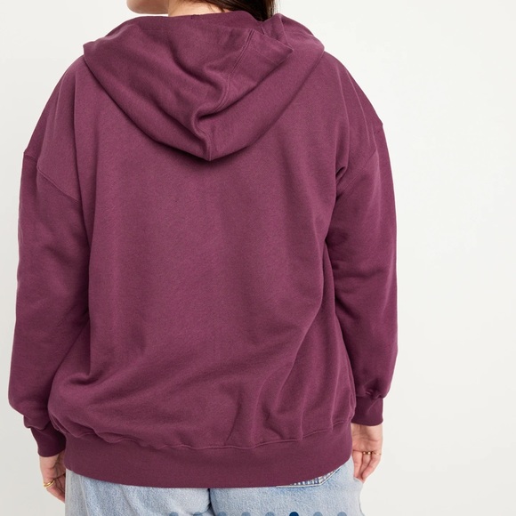 NWT OLD NAVY Oversized Full-Zip Hoodie Color: Dark Mauve SIZE LARGE - Picture 6 of 9